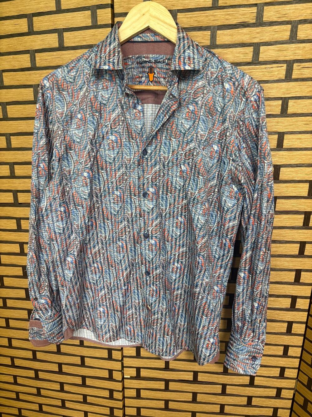 Luchiano Visconti‎ Blue Paisley Button Down Shirt Size Small